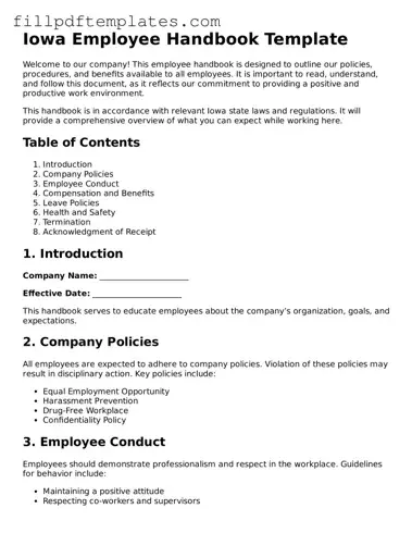 Blank Iowa Employee Handbook Form