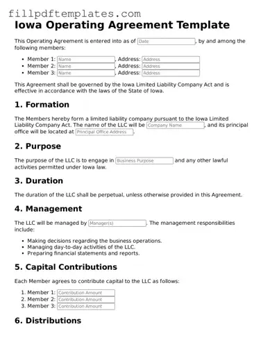 Blank Iowa Operating Agreement Form