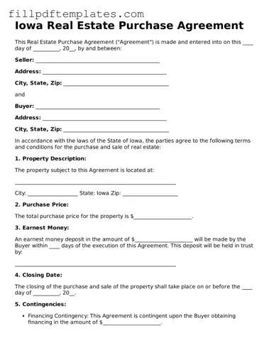 Blank Iowa Real Estate Purchase Agreement Form