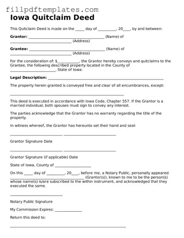 Blank Iowa Quitclaim Deed Form