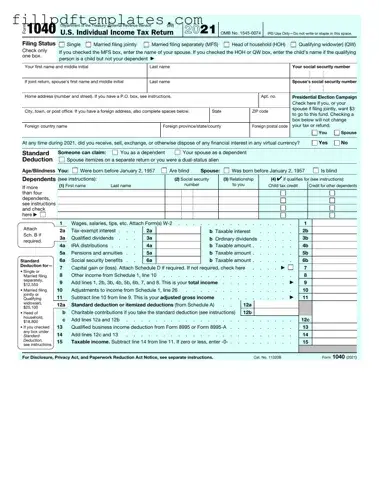 Fill a Valid IRS 1040 Template