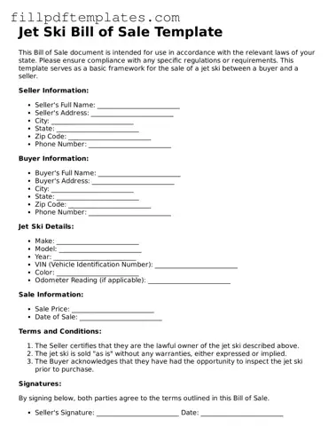 Valid Jet Ski Bill of Sale Form