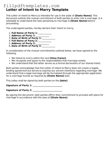 Valid Letter of Intent to Marry Form