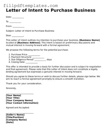 Valid Letter of Intent to Purchase Business Form