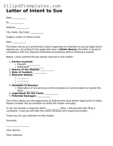 Valid Letter of Intent to Sue Form