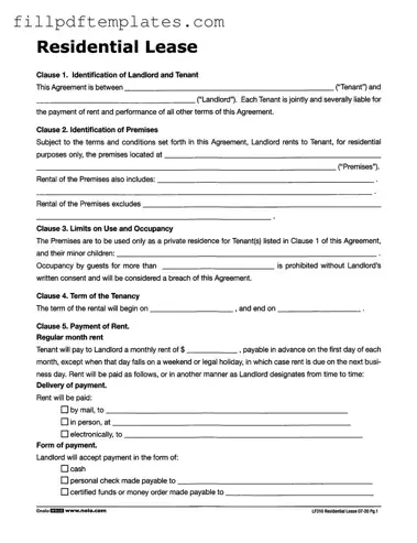 Fill a Valid Lf310 Residential Lease Template