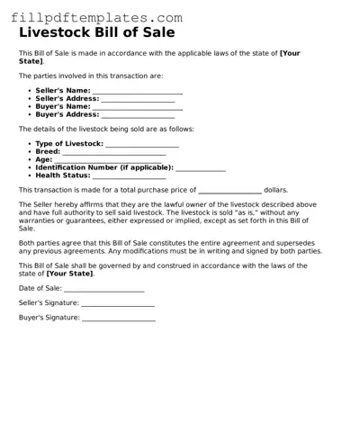 Valid Livestock Bill of Sale Form