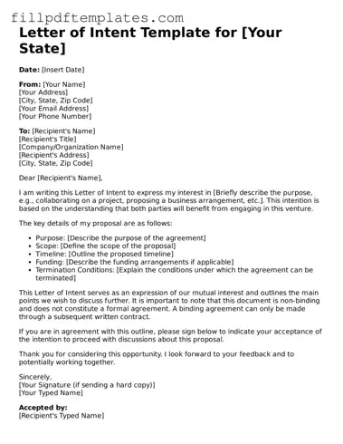 Valid Letter of Intent Form