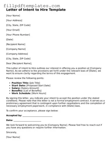 Valid Letter of Intent to Hire Form