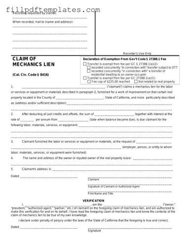 Fill a Valid Mechanics Lien California Template
