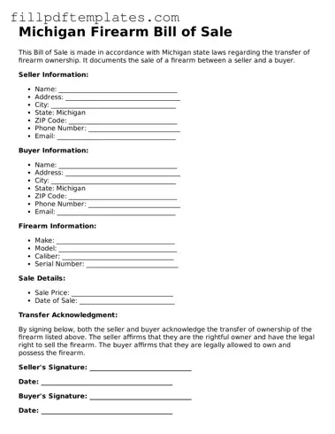Blank Michigan Firearm Bill of Sale Form
