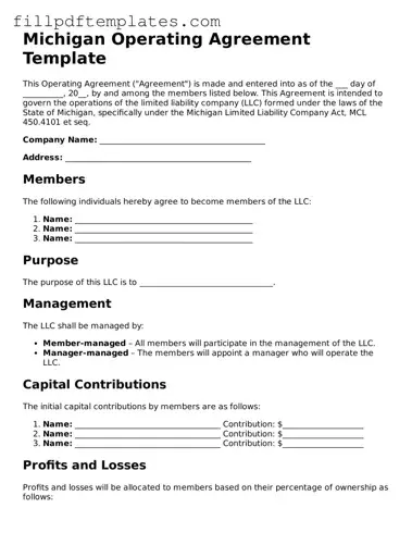 Blank Michigan Operating Agreement Form