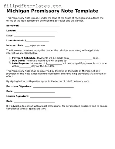 Blank Michigan Promissory Note Form