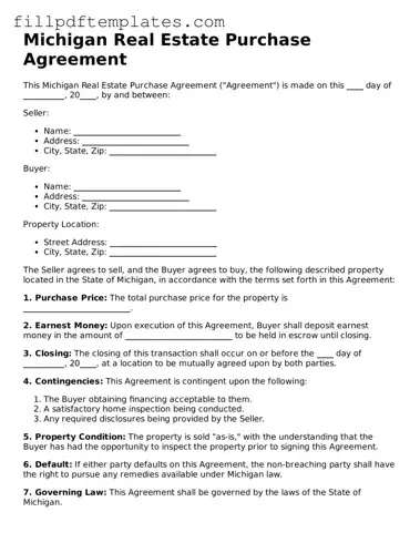 Blank Michigan Real Estate Purchase Agreement Form