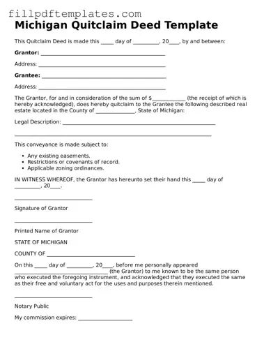 Blank Michigan Quitclaim Deed Form