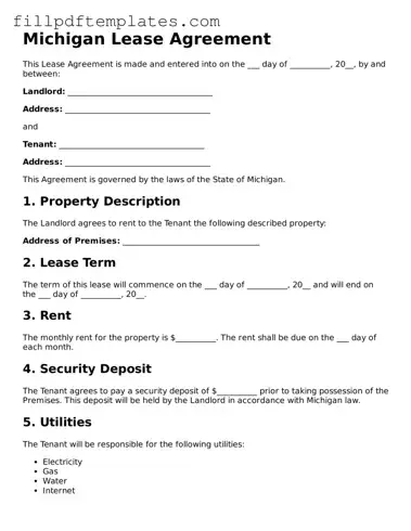 Blank Michigan Lease Agreement Form