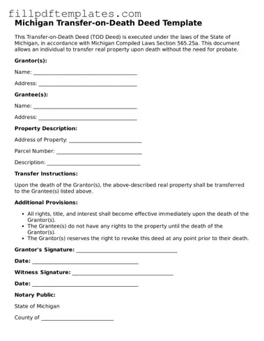 Blank Michigan Transfer-on-Death Deed Form
