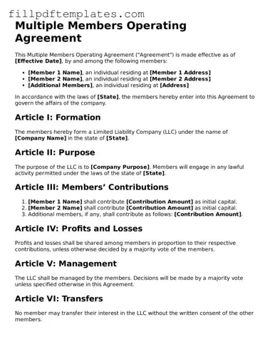 Valid Multiple Members Operating Agreement Form