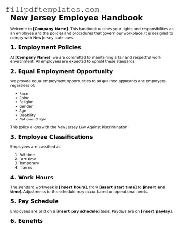 Blank New Jersey Employee Handbook Form