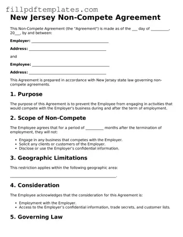 Blank New Jersey Non-compete Agreement Form