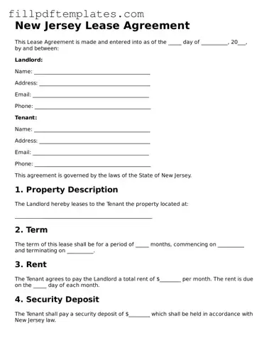 Blank New Jersey Lease Agreement Form
