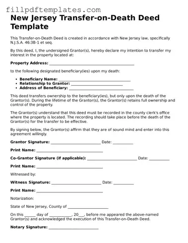 Blank New Jersey Transfer-on-Death Deed Form