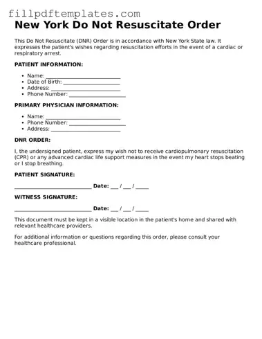 Blank New York Do Not Resuscitate Order Form