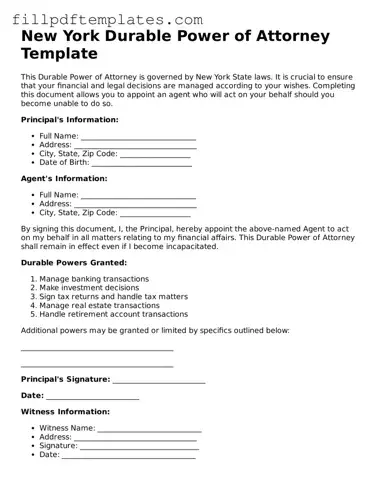 Blank New York Durable Power of Attorney Form