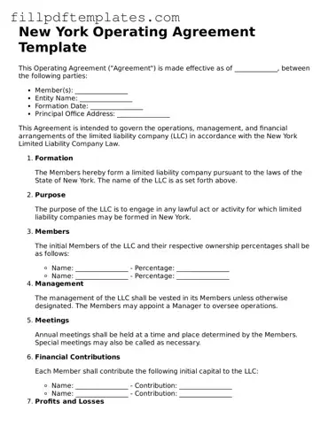 Blank New York Operating Agreement Form