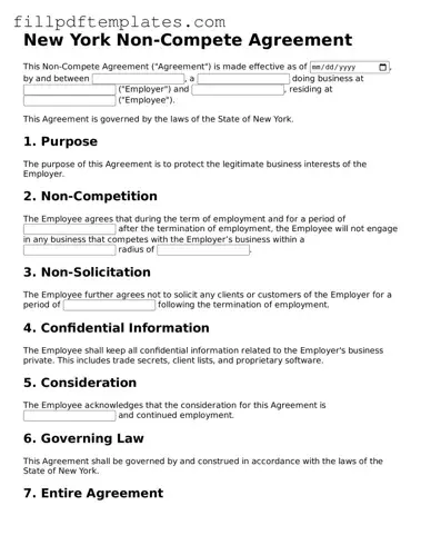 Blank New York Non-compete Agreement Form