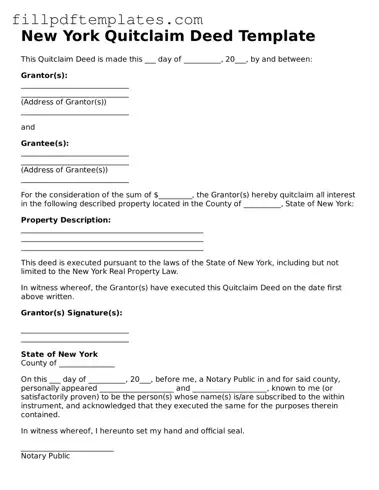 Blank New York Quitclaim Deed Form