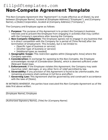 Valid Non-compete Agreement Form