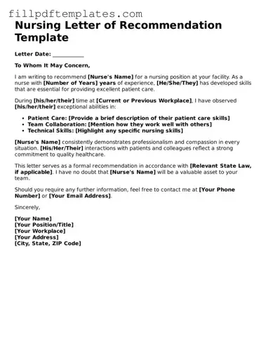 Valid Nursing Letter of Recommendation Form