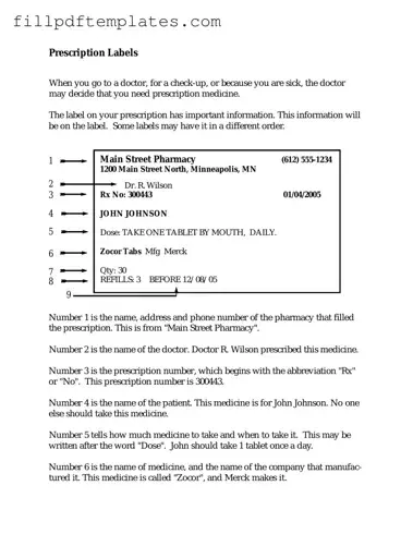 Fill a Valid Prescription Label Template