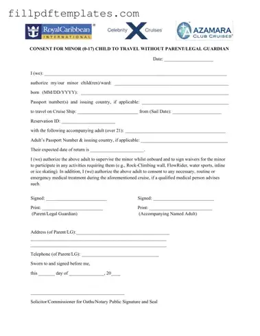 Fill a Valid Royal Caribbean Parental Consent Template