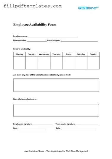 Fill a Valid Employee Availability Template