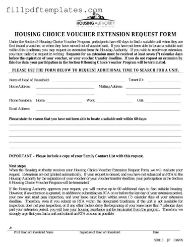 Fill a Valid Section 8 Voucher Extension Template