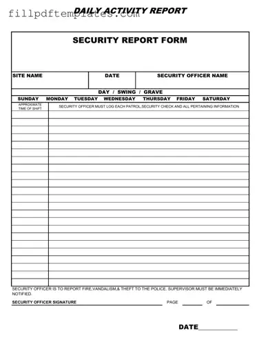 Fill a Valid Security Guard Daily Report Sample Template