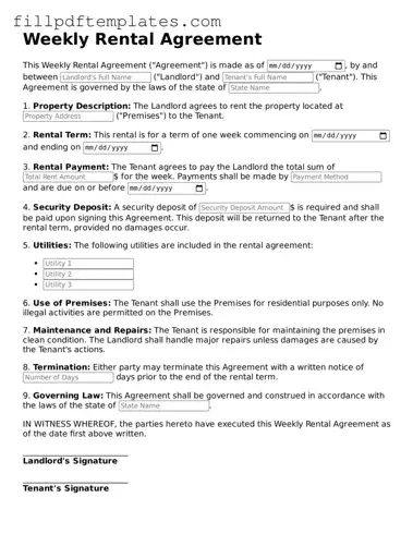Valid Weekly Rental Agreement Form