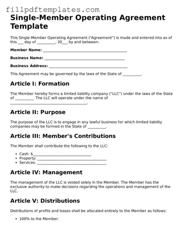 Valid Single-Member Operating Agreement Form