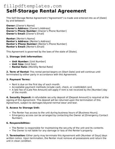 Valid Self-Storage Rental Agreement Form