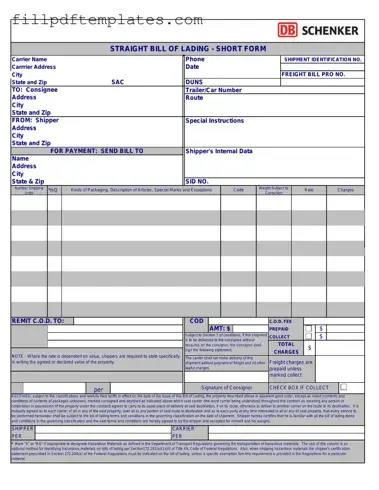 Fill a Valid Straight Bill Of Lading Template