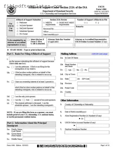 Fill a Valid USCIS I-864 Template
