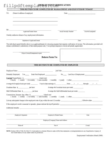 Fill a Valid Employment verification form Template