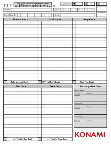 Fill a Valid Konami Decklist Template