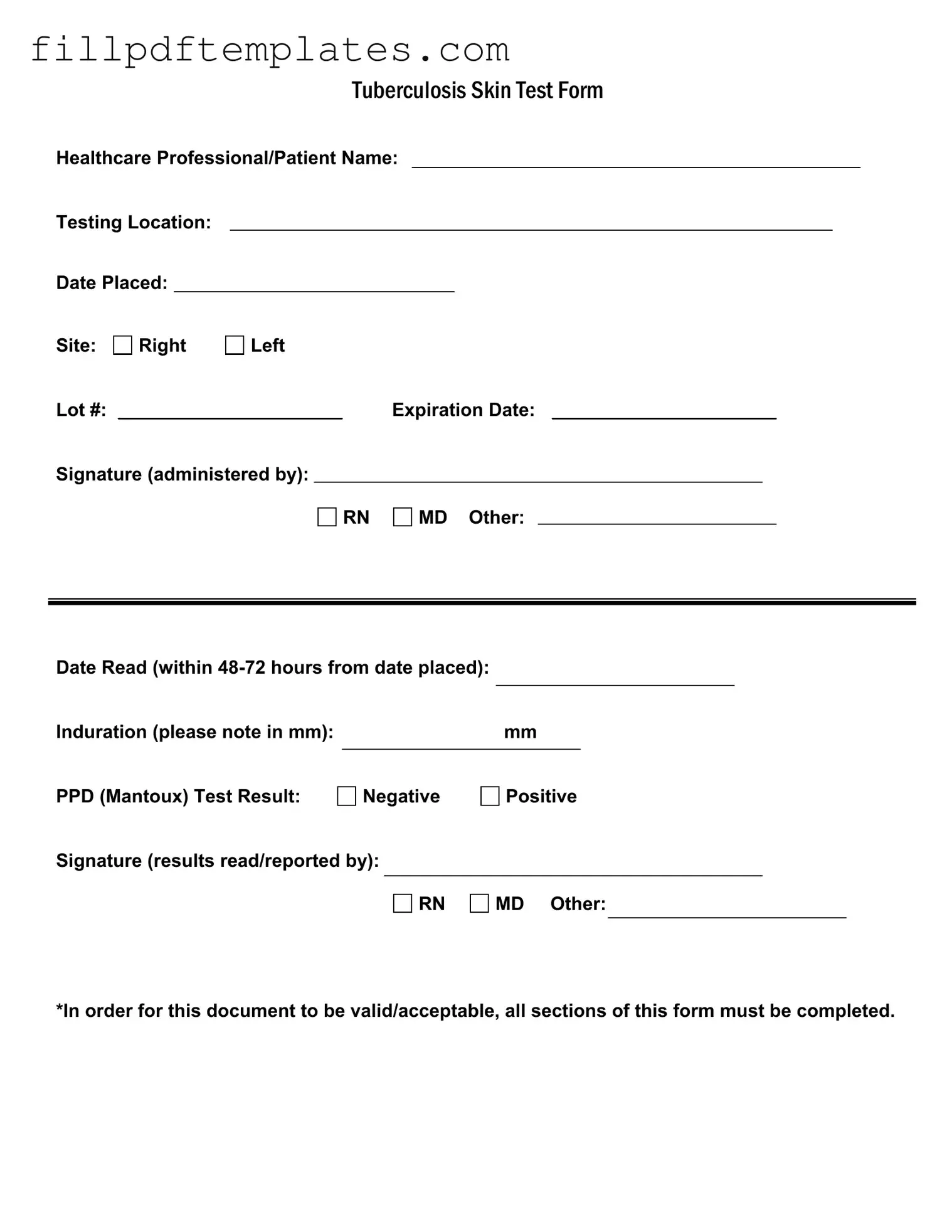 Fill a Valid Tb Test Template