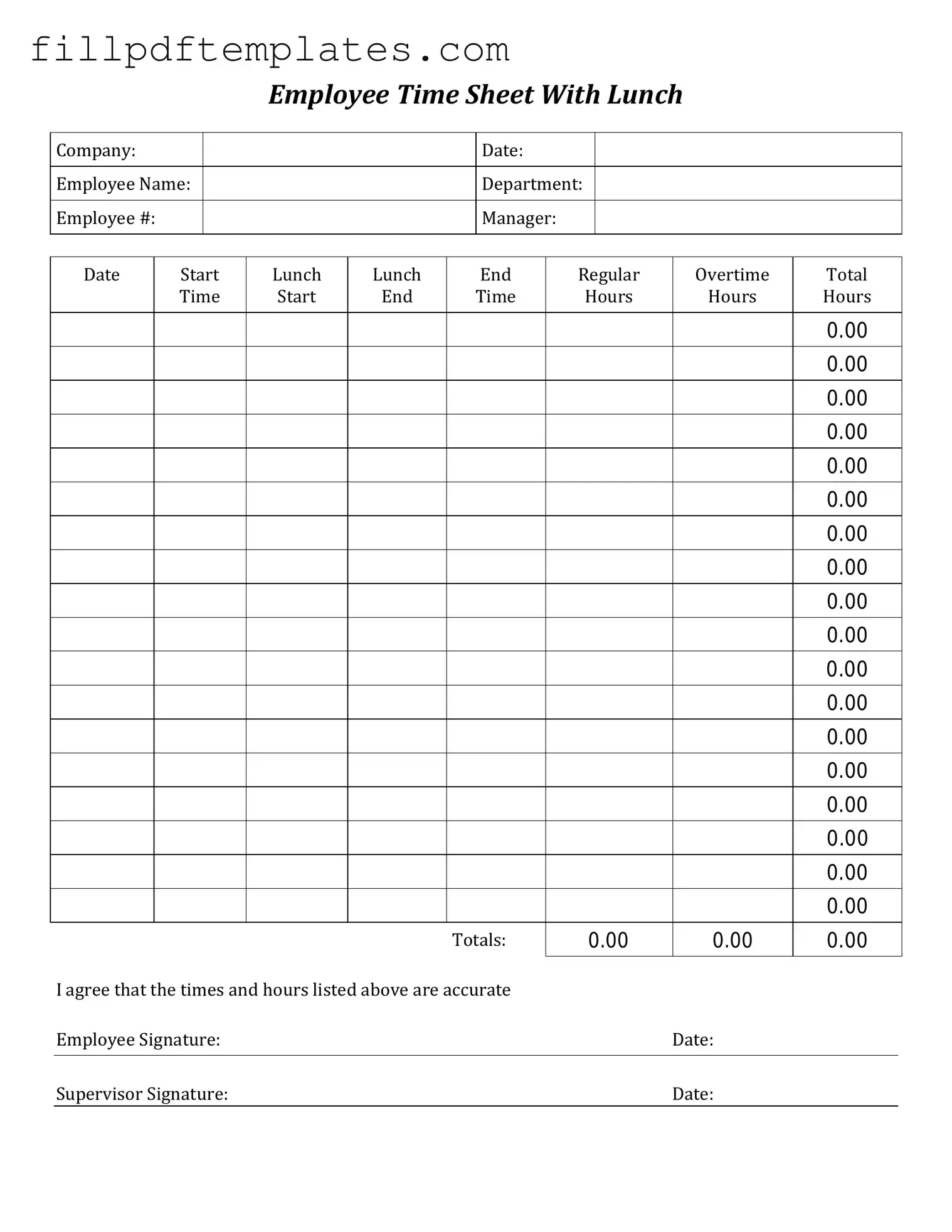 Fill a Valid Time Card Template