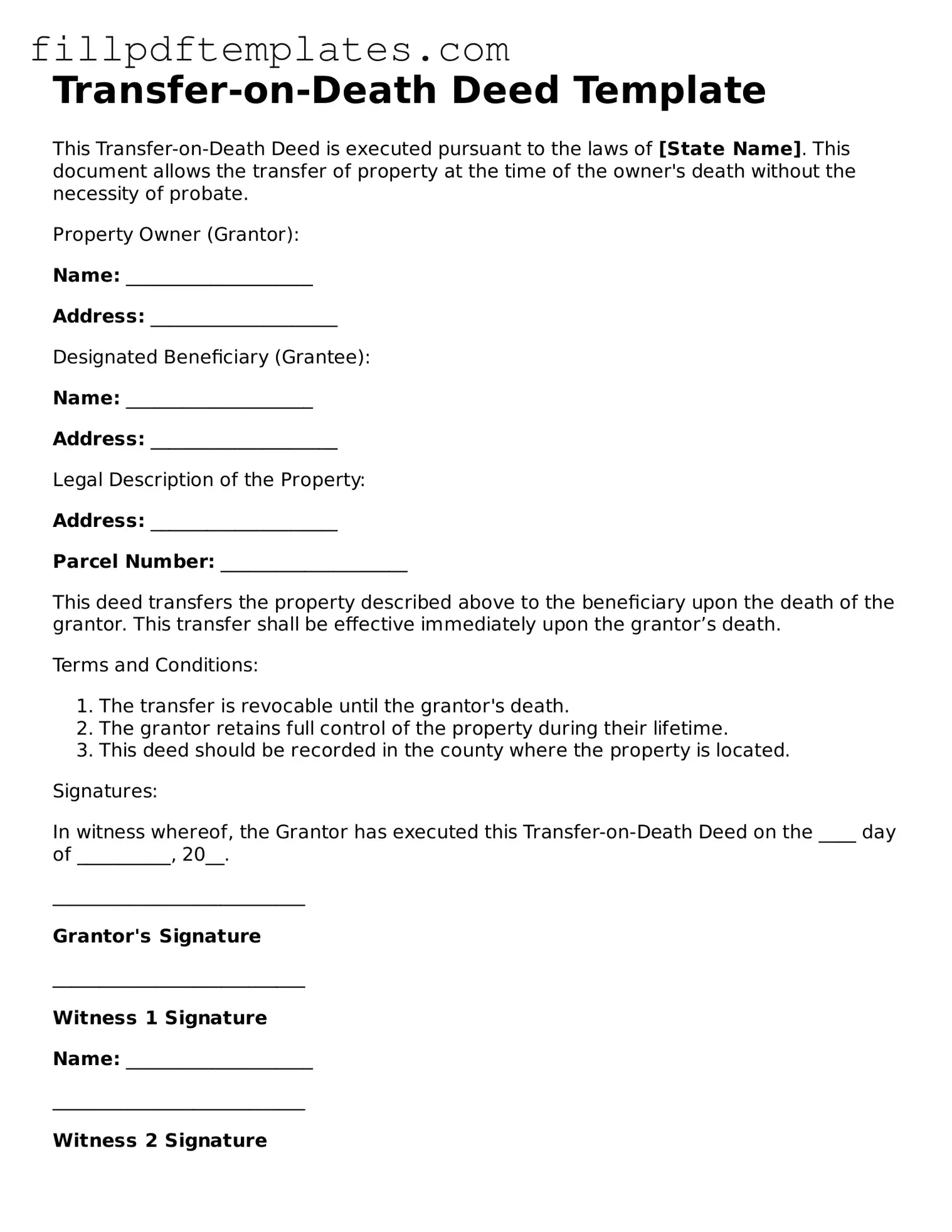 Valid Transfer-on-Death Deed Form