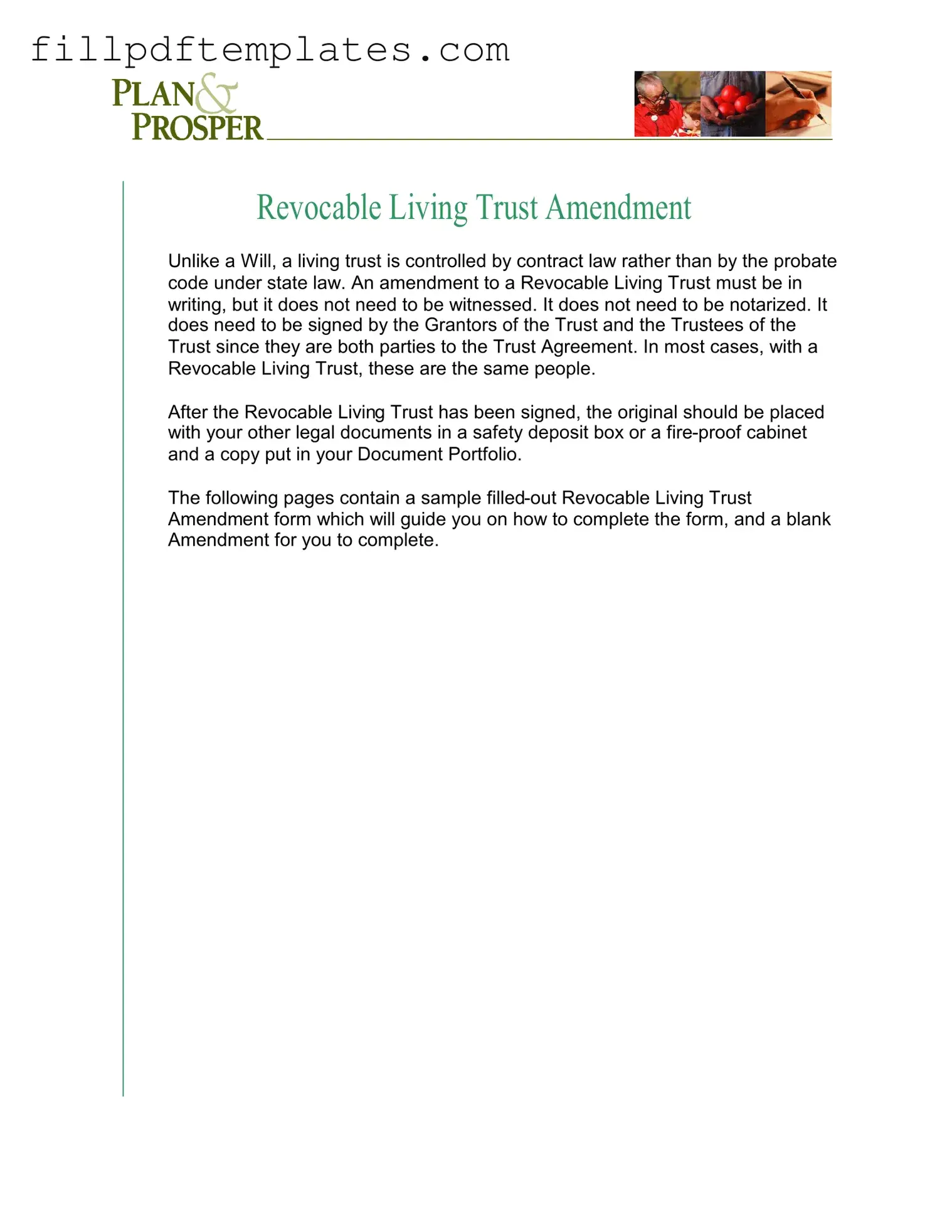 Fill a Valid Trust Amendment Template