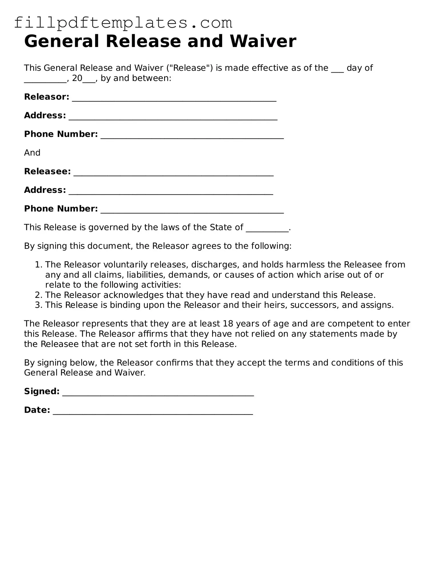 Valid Release of Liability Form